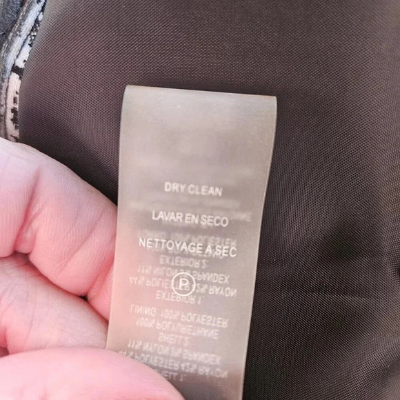 Calvin Klein White Black Printed Jacket Faux-Leather-Trim Long Duster Size 8 - Picture 11 of 13